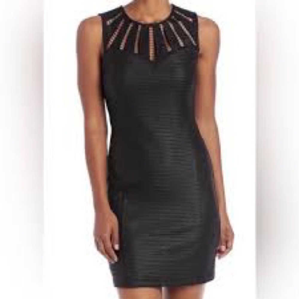 Guess Los Angeles Black Sleeveless Dress Ribbed with Cut Outs Size 4